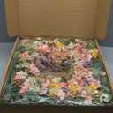 Faux Silk Cherry Blossom Flower Spring Summer Easter Wreath 24-26" for Front Door  Pink Purple Yellow Plum Blossom Green Eucalyptus Leaves  Farmhouse Front Porch Decor, Outdoor Indoor Use