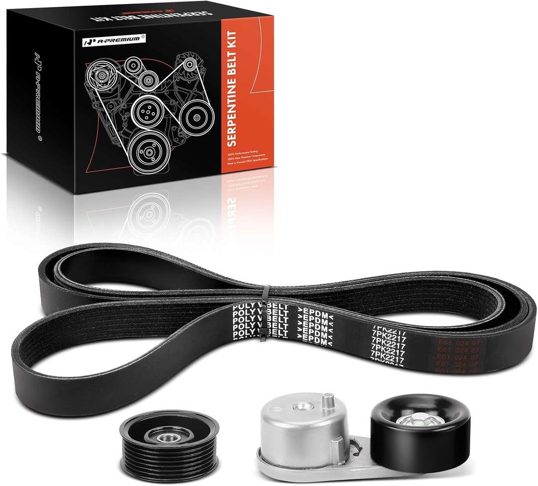 A-Premium Engine Serpentine Belt Drive Kit Compatible with Nissan Frontier 2005-2012/2014-2018, Pathfinder 2005-2006/2008, NV1500/NV2500 2012/2014-2021, NV3500 2012/2014-2020, Xterra - 4.0L