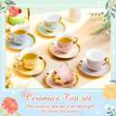 Teenyyou Set of 12 Tea Cups and Saucers Tea Party Decorations Floral Porcelain 5.4 oz British Gift for Women Birthday Party, Church, and Mother's Day (Vintage Style)