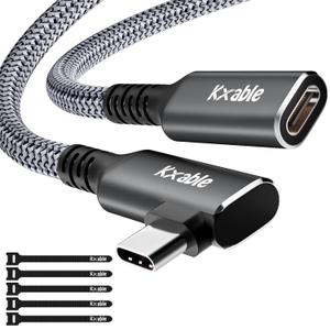 USB C Extension Cable 6 FT, Right Angle Type-C 3.2 Gen 2 Male to Female Extender Cord, 100W Charging 10Gbps Transfer, 4K Video, High Speed for iPhone 15 Pro Max, Galaxy, MacBook, iPad, PSVR2, More (6 Feet)