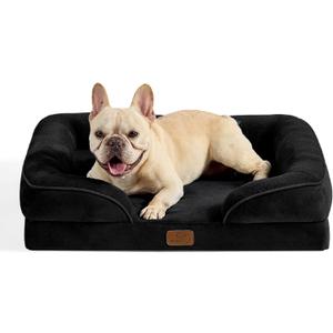 Bedsure Orthopedic Dog Bed Medium Size Dogs - Washable Medium Dog Cat Bed Waterproof, Comfort Pet Couch Sofa with Washable Removable Cover, Pets Bed with Nonskid Bottom, Black, 28"