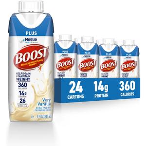 BOOST Plus Ready to Drink Nutritional Drink, Very Vanilla, 24 Pack (EXP 11/30/25)