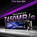Aiibe 1TB NVMe M.2 SSD Internal Solid State Drive PCIe 4.0 M.2 2280 1TB SSD Read Speeds Up to 7450MB/s for Laptop, PC, Gaming, Video Editing, PS5