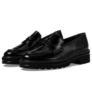 Paul Green Women's Samone Loafer, Black Brushed Leather, 7.5