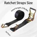 4PACK Ratchet Straps Heavy Duty, 8000 LBS Break Strength Ratchet Strap Tie Down, 2 x 27ft Black Tie-Down Ratcheting Cargo Truck Straps with Durable Double J Hook for for Truck (Black, 2IN X 27FT)