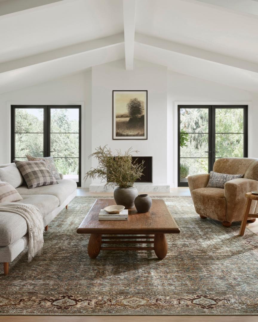 Loloi Amber Lewis Georgie Collection GER-07 Moss/Salmon 8'-4" x 11'-6", .19" Pile Height, Area Rug