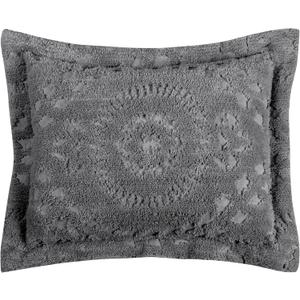 Better Trends Rio Collection is Super Soft and Light Weight in Floral Design 100% Cotton Tufted Unique Luxurious Machine Washable Tumble Dry, Standard Sham, Gray