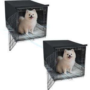 Explore Land Breathable Dog Crate Cover - 4 Sides Mesh Ventilation, Pet Kennel Cover, All Sides Open, Universal Fit for 1 2 3 Doors 24 inches Wire Dog Crate 2 Pack