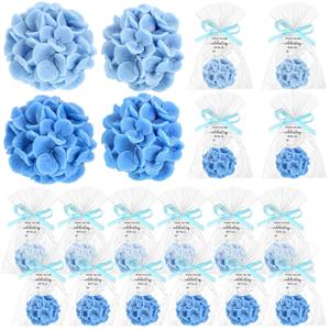 Demissle Hydrangea Soap Baby Shower Favors Wedding Gift Scented Flower Soaps Bulk with Thank You Card for Wedding Favors for Guests(Blue,20 Pcs)