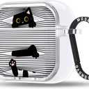 MOSNOVO Case for Airpods 4, Protective Clear Case with Shockproof Dual Layer Hard Luxe Metal Ring Designed for Airpods 4 Generation - Hidden Black Cat