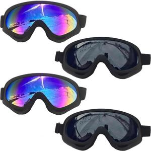 Ski Goggles, 4 Pack Snow Snowboard Goggles for Men Women Kids & Youth UV Protection for Skiing Winter Sports (1-black Frame & Multicolor+gray Lens)