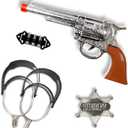 Western Cowboy Toy Kids Role Playing Set, Includes Toy , Badge, Bullets, Spurs,Suitable for Role-Playing, Pretend Play, Cowboy Theme Party Costume Accessories, Stage Performance Props.