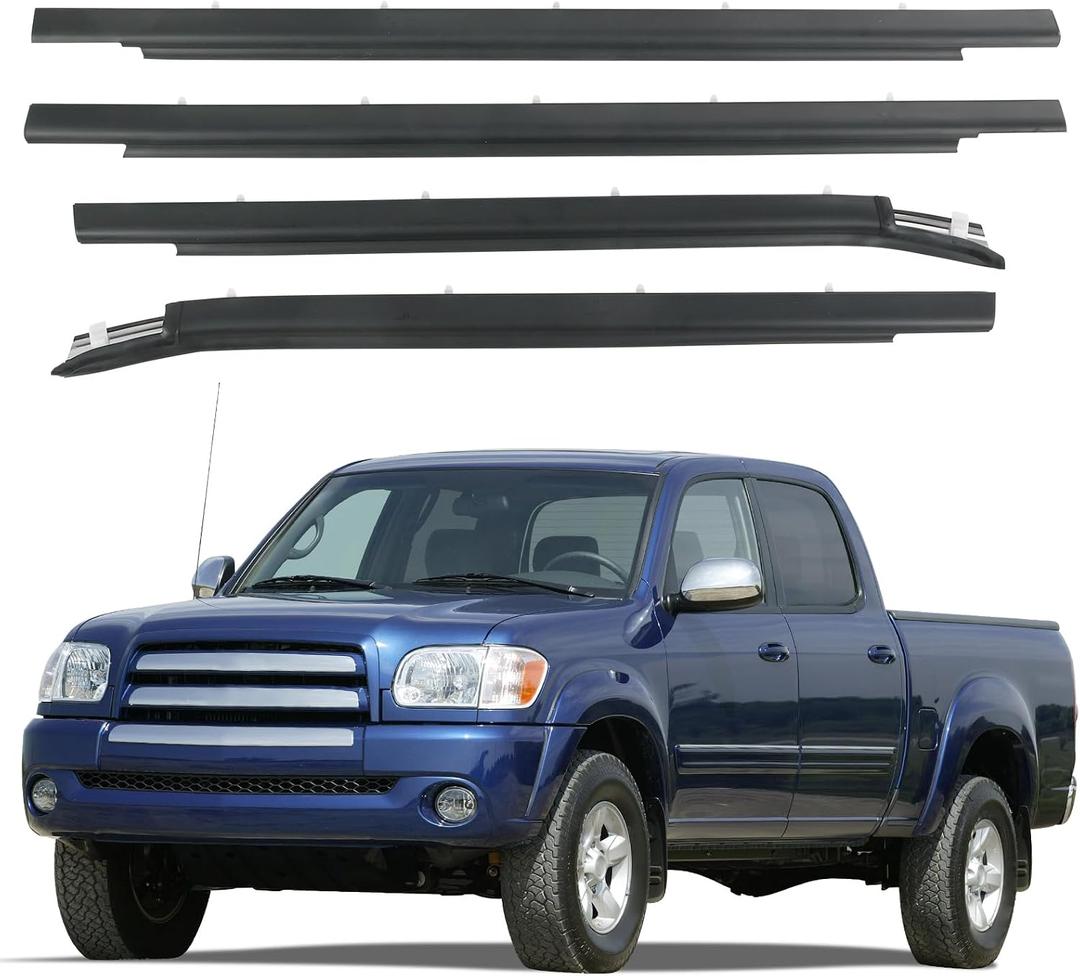 Window Weather Stripping Molding Trim Belt Compatible with Toyota Tundra 2000-2006, Outer Front and Rear Door Weatherstrip Window Seal Belt Replace# 75740-0C022 75730-0C022 75720-0C010 75710-0C010