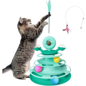 Interactive Cat Toy Kitten Toys with Catnip Balls Cat Toys for Indoor Cats Ball Toy Cat Toys for Bored Indoor Adult Cats Green