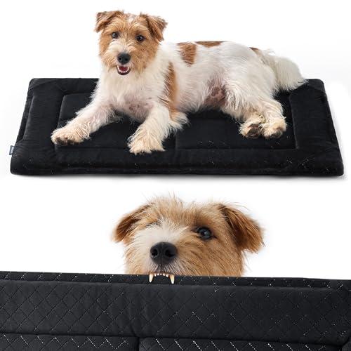 Bedsure Chew Proof Dog Bed Medium Size Dog Machine Washable Pet Crate Pad Durable Kennel Pad for Chewers, Black