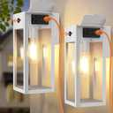2 Pack Porch Lights with GFCI Outlet, Dusk to Dawn Motion Sensor Outdoor Lights, 2 Lighting Modes Waterproof Anti-Rust Wall Sconce Lantern, Outside Light for House, White