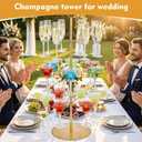 Cocktail Tree Stand for Drinks Champagne Tower for Parties, 3 Tiers 18 Holders Party Bar Wedding Metal Wine Glass Display Holder for Martinis Margarita Gin Wine Bridal Cups(Gold)