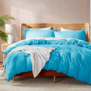 Nestl Bright Blue Duvet Cover Queen Size - Soft Double Brushed Queen Duvet Cover Set, 3 Piece, with Button Closure, 1 Duvet Cover 90x90 inches and 2 Pillow Shams Nestl Bright Blue Duvet Cover Queen Size - Soft Double Brushed Queen Duvet Cover Set, 3 Piece, with Button Closure, 1 Duvet Cover 90x90 inches and 2 Pillow Shams
