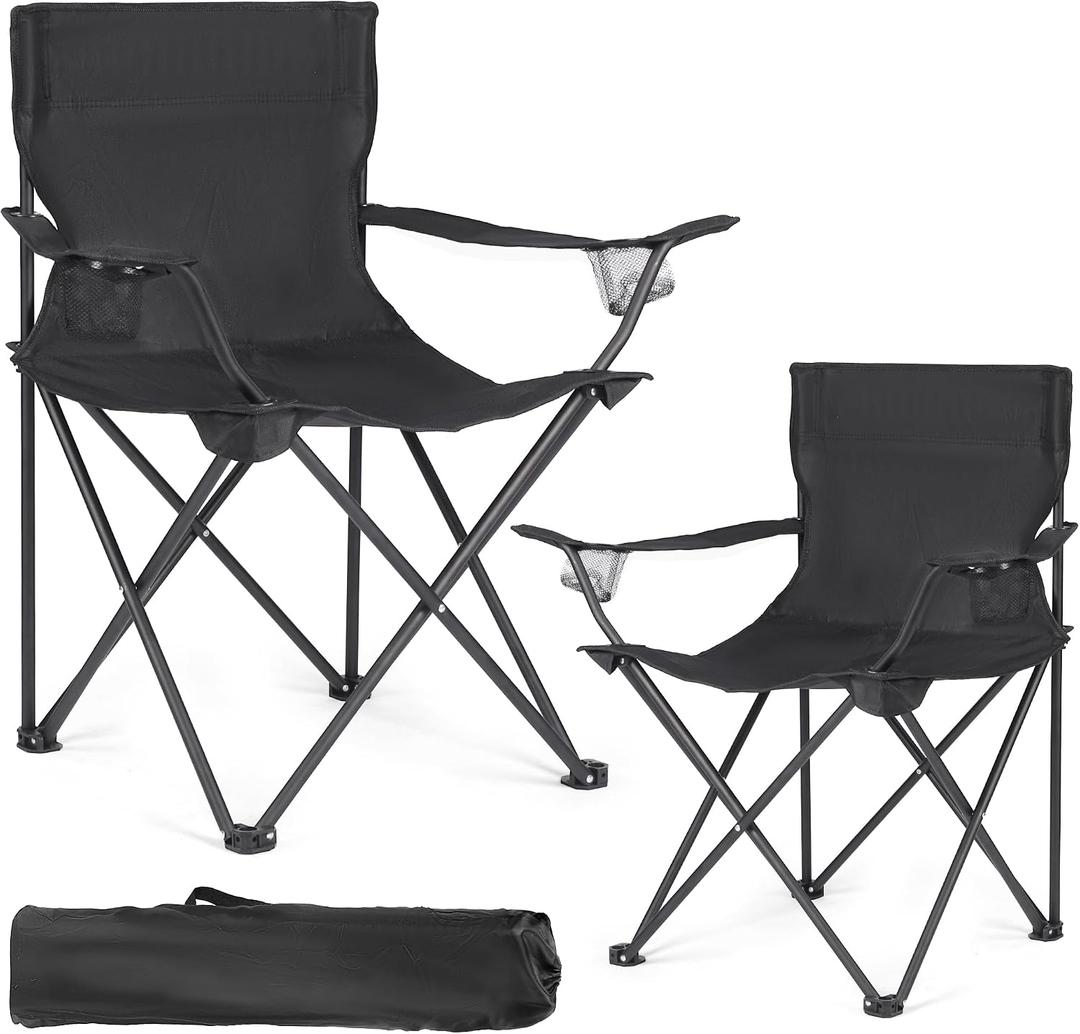 2 Pack Camping Chairs -Lightweight and Supportive Chairs for Adult and Lightweight Individuals - Compact, Durable, and Portable - Ideal for Camping, Hiking, Beach, and Picnics -Carry Bag, Regular