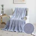 PLEASANT BOULEVARD | Fuzzy Throw Blanket Double-Sided Design Checkered Striped Waffe Lightweight Fleece Blankets for Bed and Couch Dcor  Cozy, Soft, Cute for Women, Twin (60" x 80") Navy (Twin (60" x 80"), Navy)