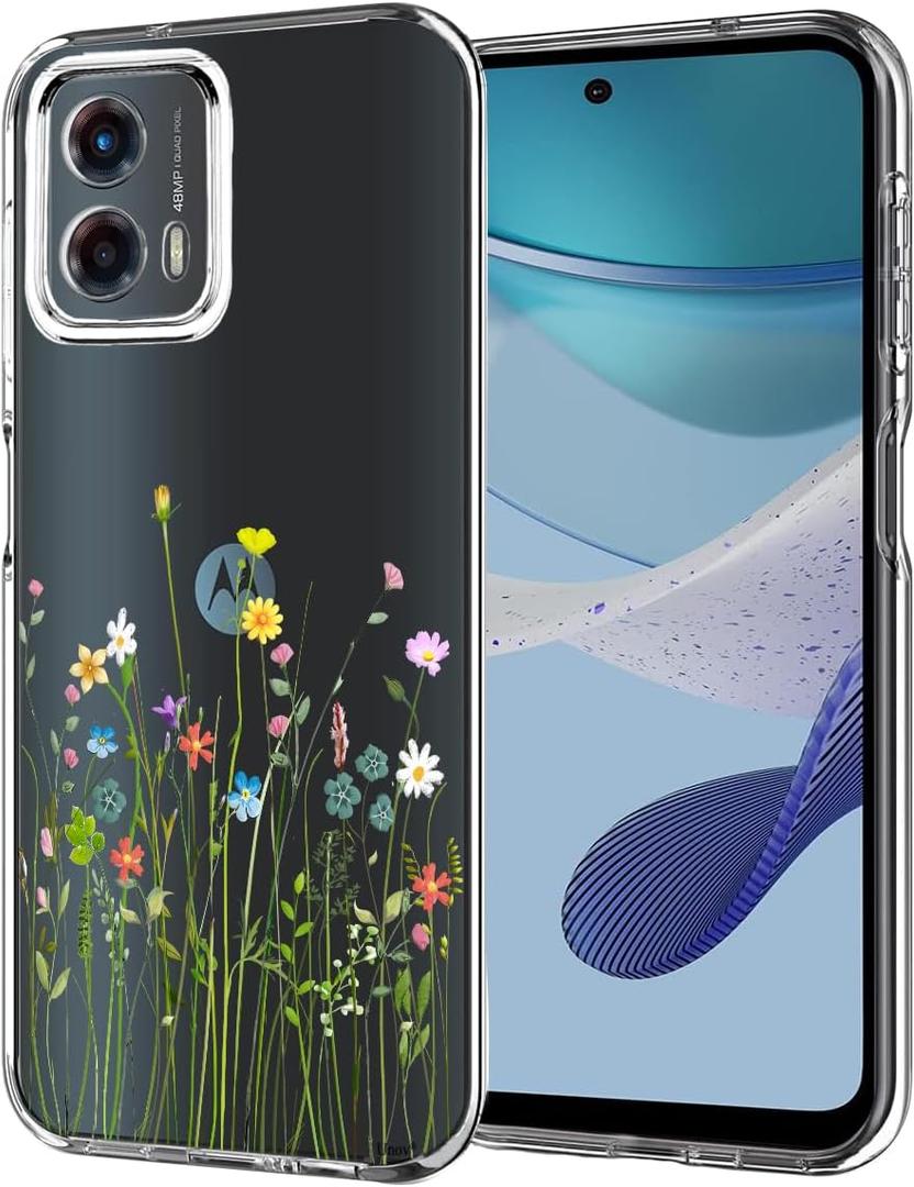 Unov Case for Moto G 5G 2023, Flower Bouquet | Crystal Clear, Anti-Slip Embossed Pattern, Shockproof Slim Protective, Anti-Yellowing TPU