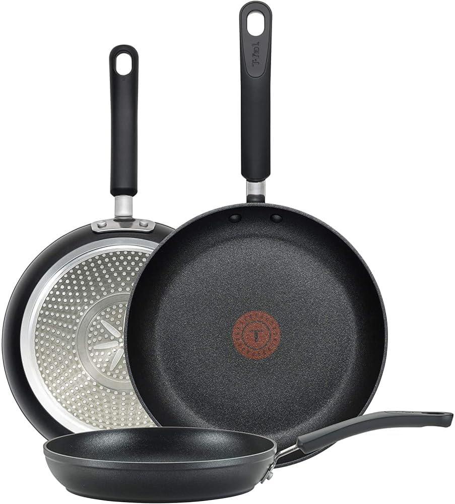 T-fal Advanced Non Stick Fry Pan 12 Inch, Oven Broiler Safe 350F, Skillet, Non Stick Frying Pan, Kitchen Egg Pan, Omelet Pan, Always Pan, Home, Cookware, Pots and Pans, Dishwasher Safe, Black, Set of 3 