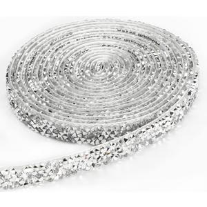 3 Yards Resin Rhinestone Ribbons Self Adhesive Diamond Ribbon Crystal Strips Roll Silver Glitter Resin Diamond Belt Bling Rhinestone Rope for DIY Art Crafts (0.4 Inch)