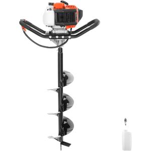 VEVOR Post Hole Digger, 43cc 1250W Auger Post Hole Digger, Gas Powered Earth Digger with 8" Earth Auger Drill Bit, 30 inch Long Alloy Steel Auger, for Farmland, Garden and Plant, EPA Certification