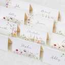Crisky 120 Pack Wildflower Table Place Cards Blank Seating Place Name Cards for Wedding, Parties, Dinner, and Special Events, 2 x 3.5 Inches