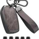 Key Fob Cover with Heavy-duty Keychain for Toyota Camry Sienna Venza Hilux Fortuner Highlander Corolla Prius (Gray)