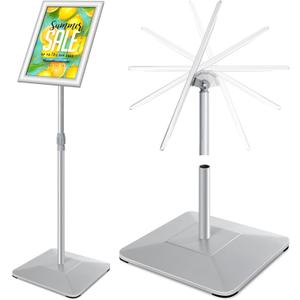 8.5"x11" Pedestal Poster Sign Stand with Heavy Duty Base, Adjustable Sign Holder Standing Floor Sign Stand for Office,Store,School,Church,Public Sign Displayed Stands, Silver