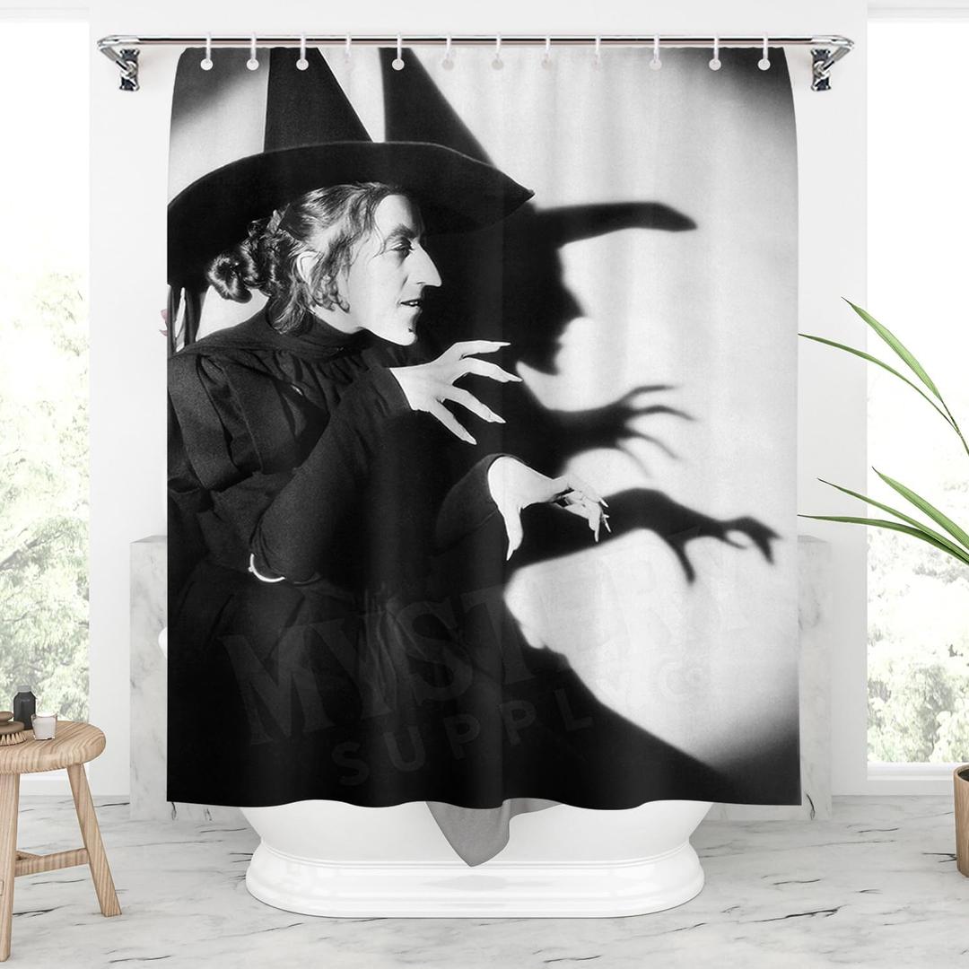 Western Wicked Witch Shower Curtain, Movie Photo Art Shower Curtain for Bathroom with 12 Hooks, Halloween Vintage Bathroom Decor, Waterproof Fabric Bath Curtain Decor,72 x 72 Inch