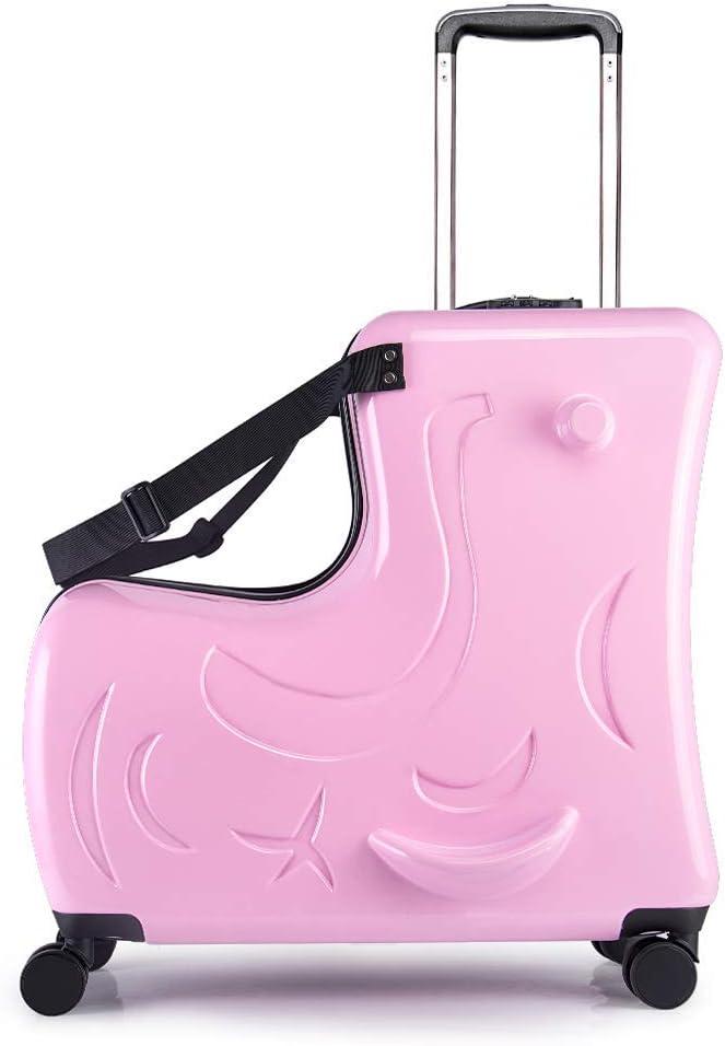N-A Kids Ride On Suitcase with Wheels, Scooter Luggage for Toddlers Travel, Durable Children's Suitcase for Boys & Girls Ages 2-15 Years, 20inch