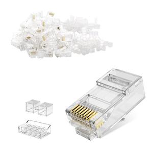 CableCreation RJ45 Connectors, Cat 6A RJ45 Modular Plug (Three-Piece Suit), UTP Network Connector for Solid Wire and Standard Cable, Transparent, 100 Pack
