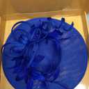dressfan Fascinator Hats for Women,Linen Vintage Feather Headwear for Derby/Church/Wedding/Cocktail/Tea Party (Blue)