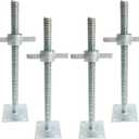 18" Scaffold Adjustable Leveling Jack Solid Screw Jacks with Big Wing Nut & Base Plate for Baker-Style Scaffolding, 4 Pack
