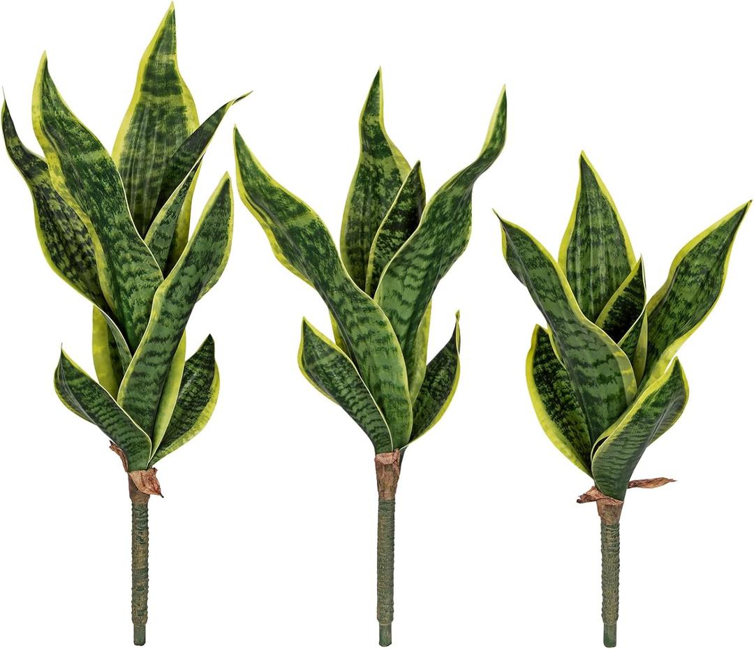 Unpotted Artificial Snake Plant Faux Sansevieria Leaf Single Stem Fake Agave Greenery Realistic Plastic Plant for Home Office Garden Indoor Outdoor Decor