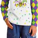 Kids Mardi Gras Shirt Girls Boys Fat Tuesday Shirts New Orleans Carnival Party Mask Graphic Outfits