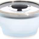 Anyday Cookware Plastic-Free Microwave Dish, 2-Piece Medium Deep Glass Storage Container with Lid for Steaming, Roasting, Serving & Storing Food, 6.3" x 3.4", Black Sesame