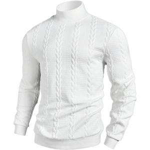 OYOANGLE Men's Knit Sweatshirts Mock Neck Long Sleeve Work Casual Pullover Tops (XL)
