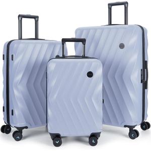 BAGSMART 3 Piece Luggage Sets PC Suitcase Hardside Luggage with Spinner Wheels TSA Lock Lightweight Family Travel Suitcases Set of 3 Carry On Checked (20/24/28 Inch), Purple