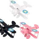 Airplane Cake Topper, Airplane Birthday Party Supplies, Christmas Tree Decorations,Aviones, Pack of 3 (White-Black-Pink)