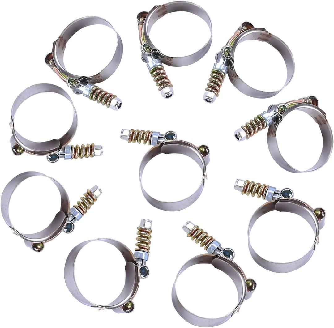10Pcs T-Bolt Clamps Turbo Intake Intercooler Hose Clamp Spring Loaded Stainless Steel 70-78mm(2.76"-3.07")