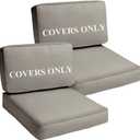 Deep Seating Patio Cushion Set Covers Replacement, Durable Outdoor Cushions Cover, 4Pcs Patio Furniture Cushions Slipcovers with Zipper, 28x28x6, 28x13x6, Grey
