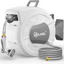 SILVEL Retractable Garden Hose Reel, 1/2 in x 75 ft Wall Mounted Garden Hose Reel, with 10 Pattern Nozzle, Any Length Lock, Slow Return System, 180°Swivel Bracket