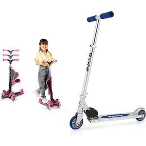 Kids Scooter with Foldable Seat, LED Lights - Razor Kick Scooter for Kids - Lightweight Aluminum Frame