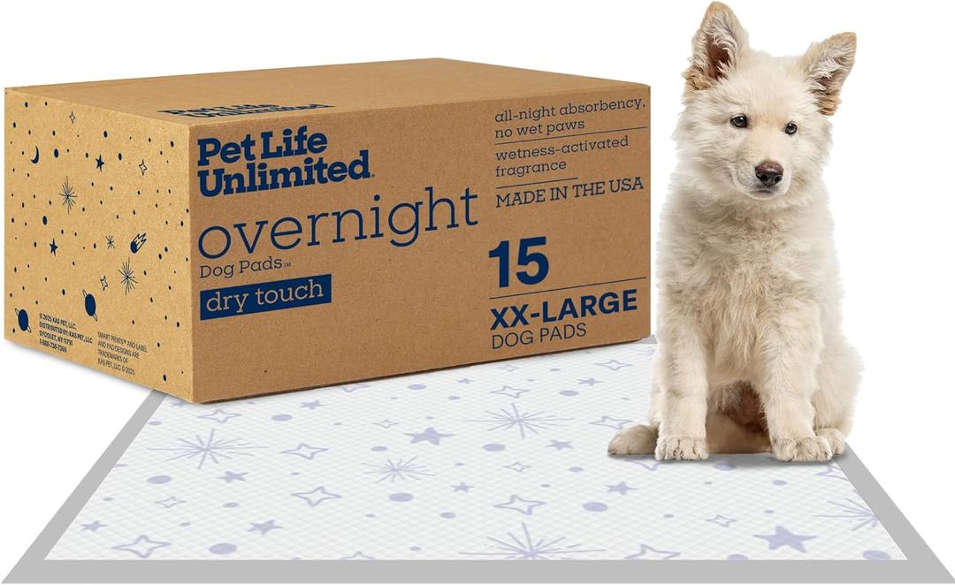 Pet Life Unlimited Overnight Extra Extra Large Puppy Pads  30" x 36", 15 Count (XXL) | Stylish Dog Training Pads with Odor Controlling Wetness-Activated Jasmine Honey Scent | USA Made