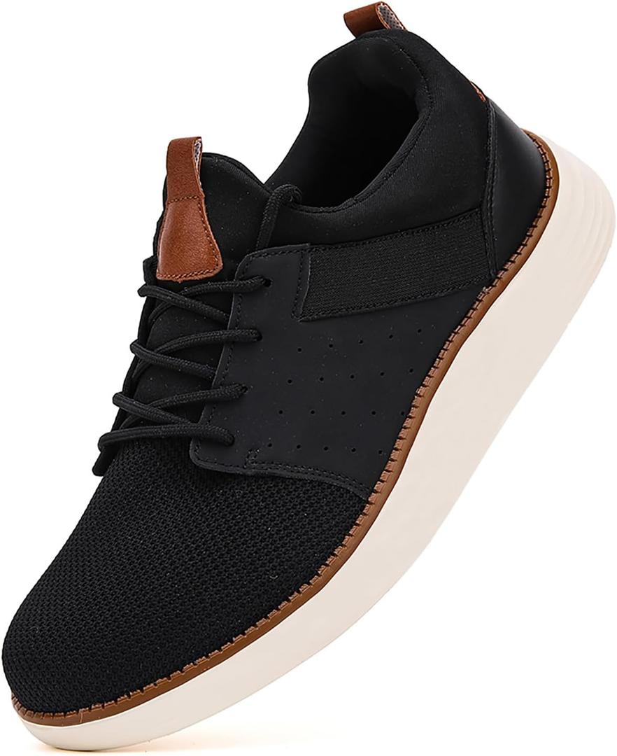 Mens Shoes Men's Fashion Dress Mesh Sneakers Men Walking Business Oxfords Lace-Up Shoes for Men Footwear (12, Black)