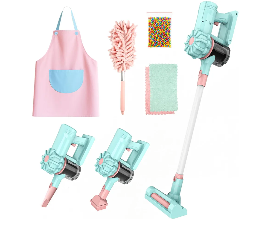 SMILESSKIDDO Kids Vacuum That Really Works - Toy Vacuum with Real Suction, Working Sound, Ball Popping Action & 5PCS Cleaning Toy Set Accessories, Housekeeping Toys Gifts for Toddler Girls & Boys