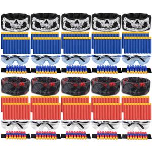 POKONBOY Party Supplies Compatible with Nerf Guns, 10 Sets Kids Blaster Guns Birthday Party Favors Accessories with Face Mask, Refill Darts, Tactical Glasses and Wrist Bands for Two Teams